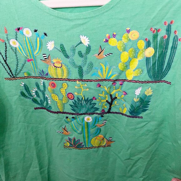 Sabaku Artwear Top Women’s 3/4 Sleeve Cactus USA Large - Picture 3 of 8